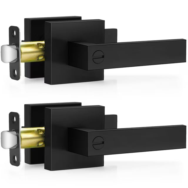2 Pack Matte Black Door Handles, Aertyole Keyless Interior Door Knobs