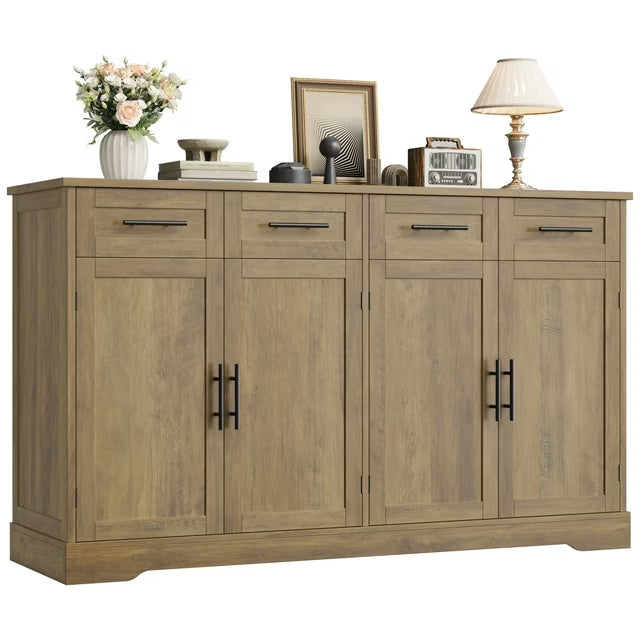 Homfa Farmhouse Buffet Cabinet with 4 Drawers and 4 Doors