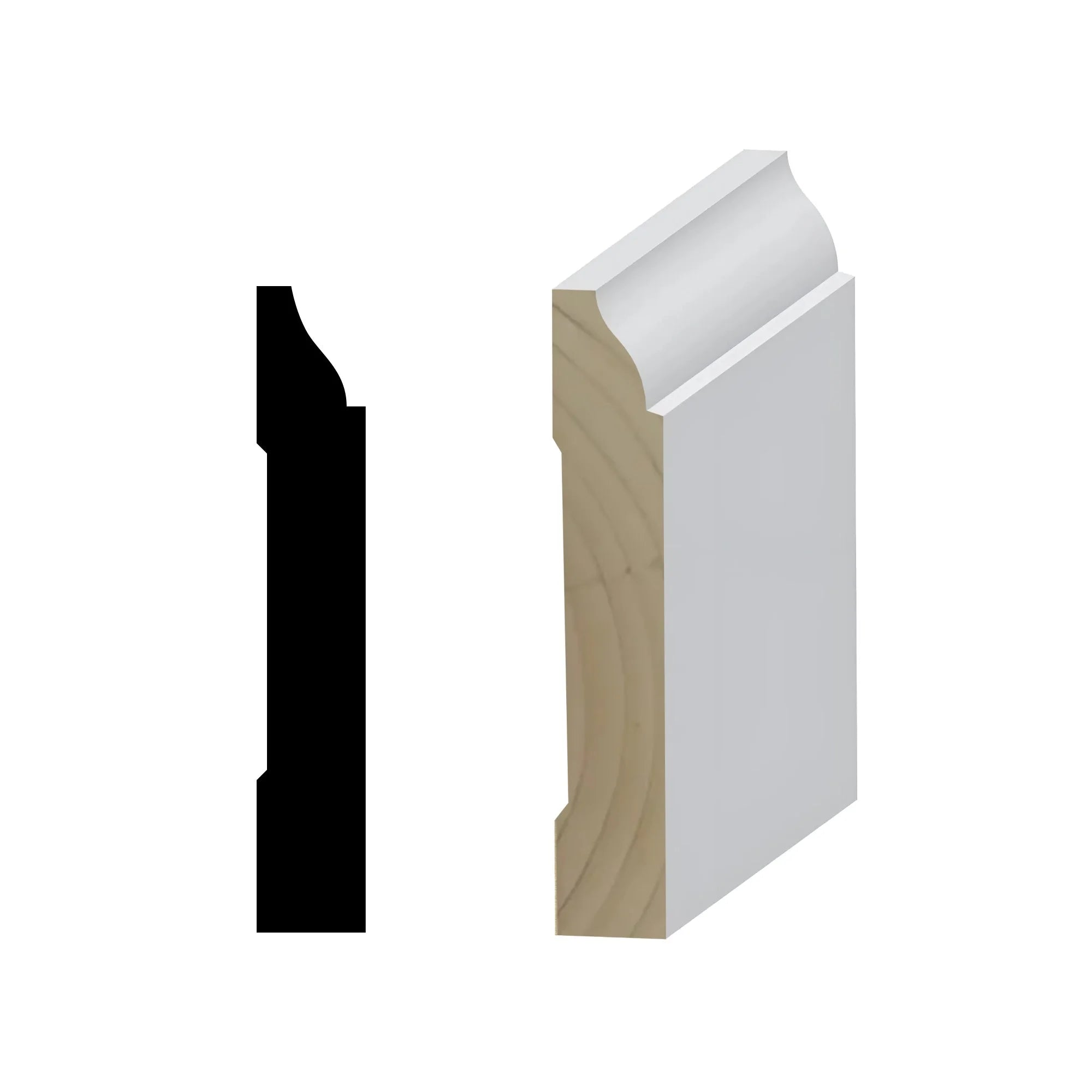 Primed Finger-Joined Pine Baseboard Molding 10-pcs 80 Ft Total