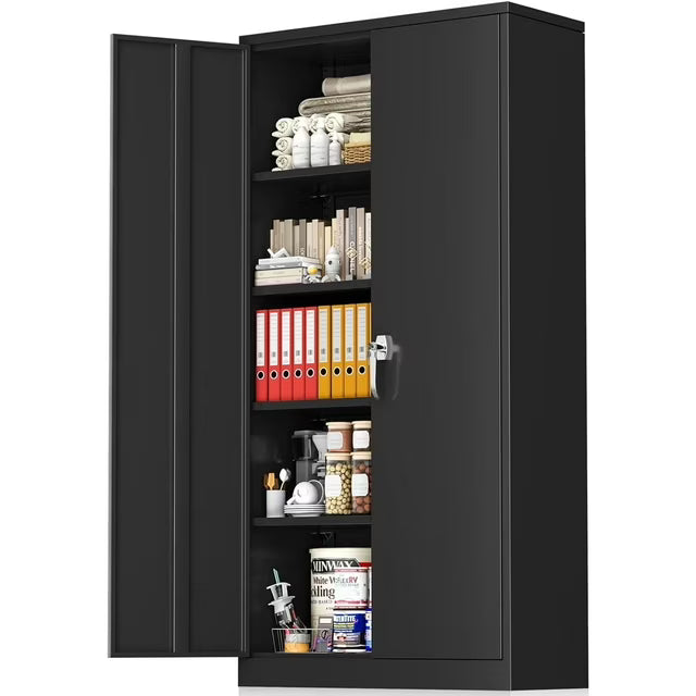 Garage Storage Cabinet with Locking Doors and Adjustable Shelves for Home