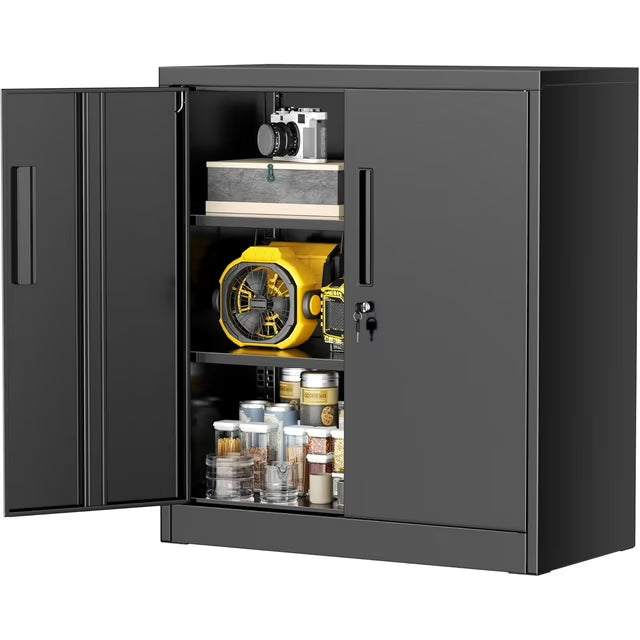 SOLAURA Metal Storage Cabinet with Locking Doors and 2 Adjustable Shelves