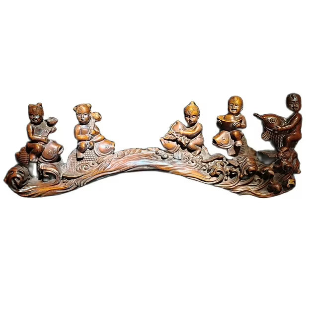 wooden fish carving wood antique carved figures decorative sculpture home decor